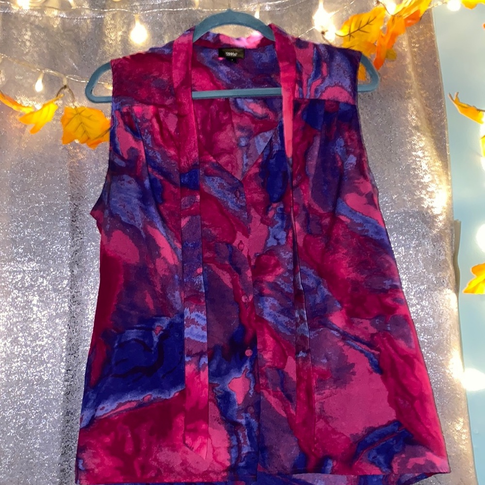Sleeveless dress shirt, bunk and blue, lightweight